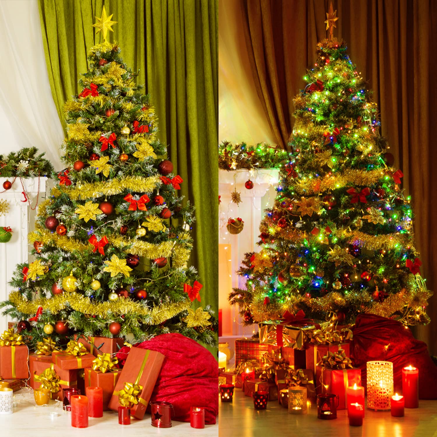 クリスマスガーランド　50㎝ Amazon.co.jp: 50フィート クリスマスガーランド シルバーティンセル